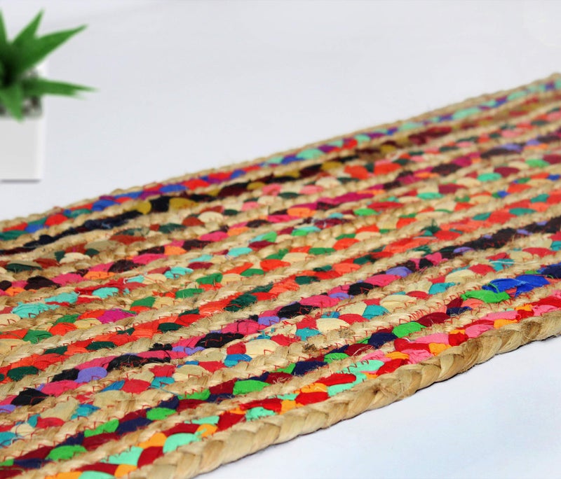 Cotton Craft عداء طاولة جوت شندي من قطن كرافت - عداء طاولة معكوس يدوي الصنع - صيف خريف حصاد عطلة حفلة بوهيمية ريفية منزلية - 13 × 72 بوصة - متعدد الألوان - Image 2